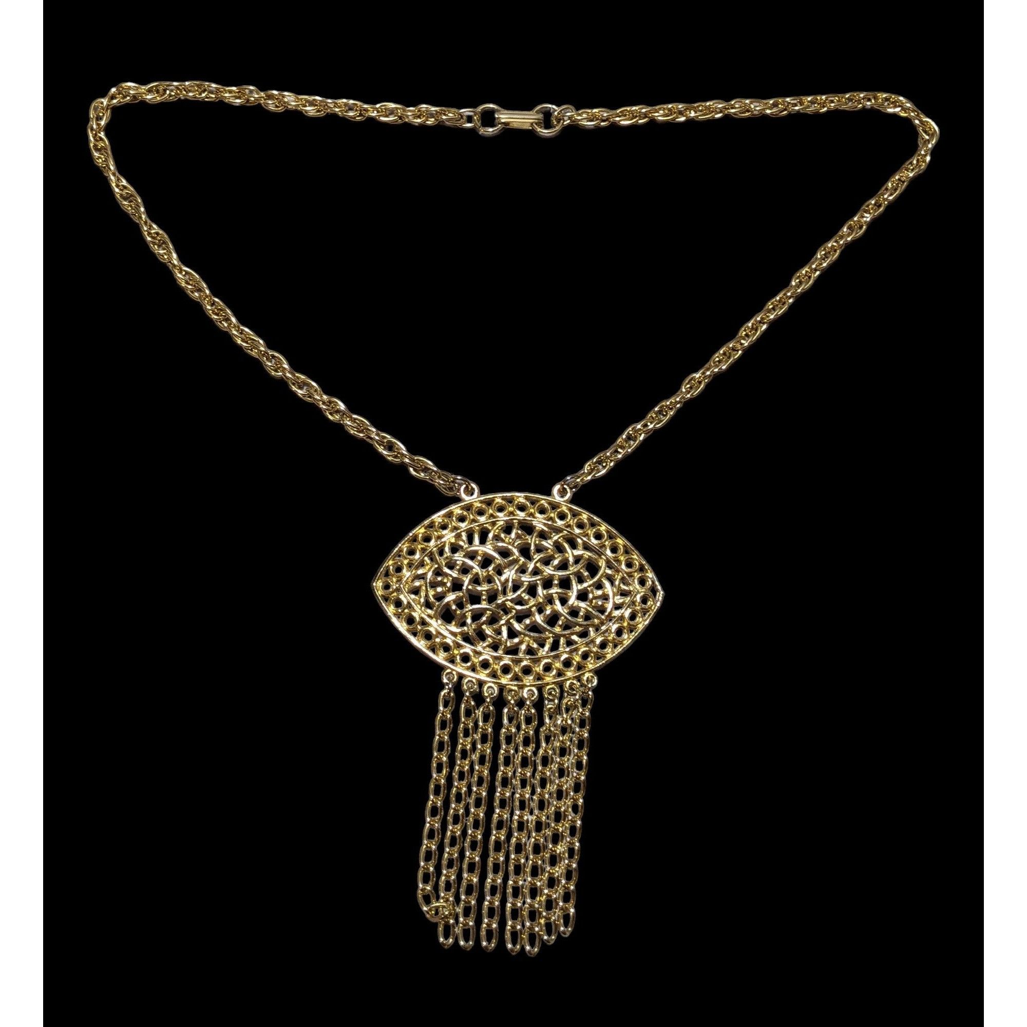 Other Gold Fringe Open Floral Medallion Necklace Size ONE SIZE - 1 Thumbnail
