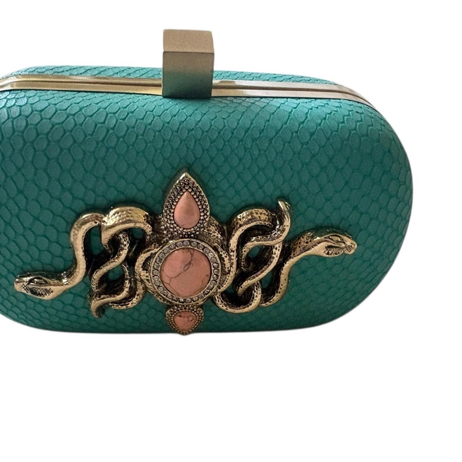 Other Samantha Wills Hand Crafted Turquoise Snakeskin Clutch Size ONE SIZE - 2 Thumbnail