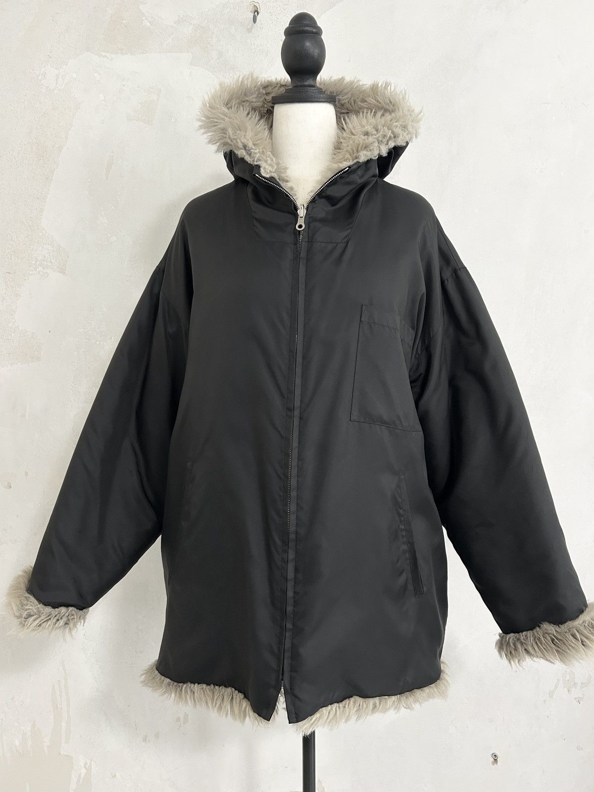 Helmut Lang Archive A/W 1992 oversized faux fur reversible jacket Size M / US 6-8 / IT 42-44 - 5 Thumbnail