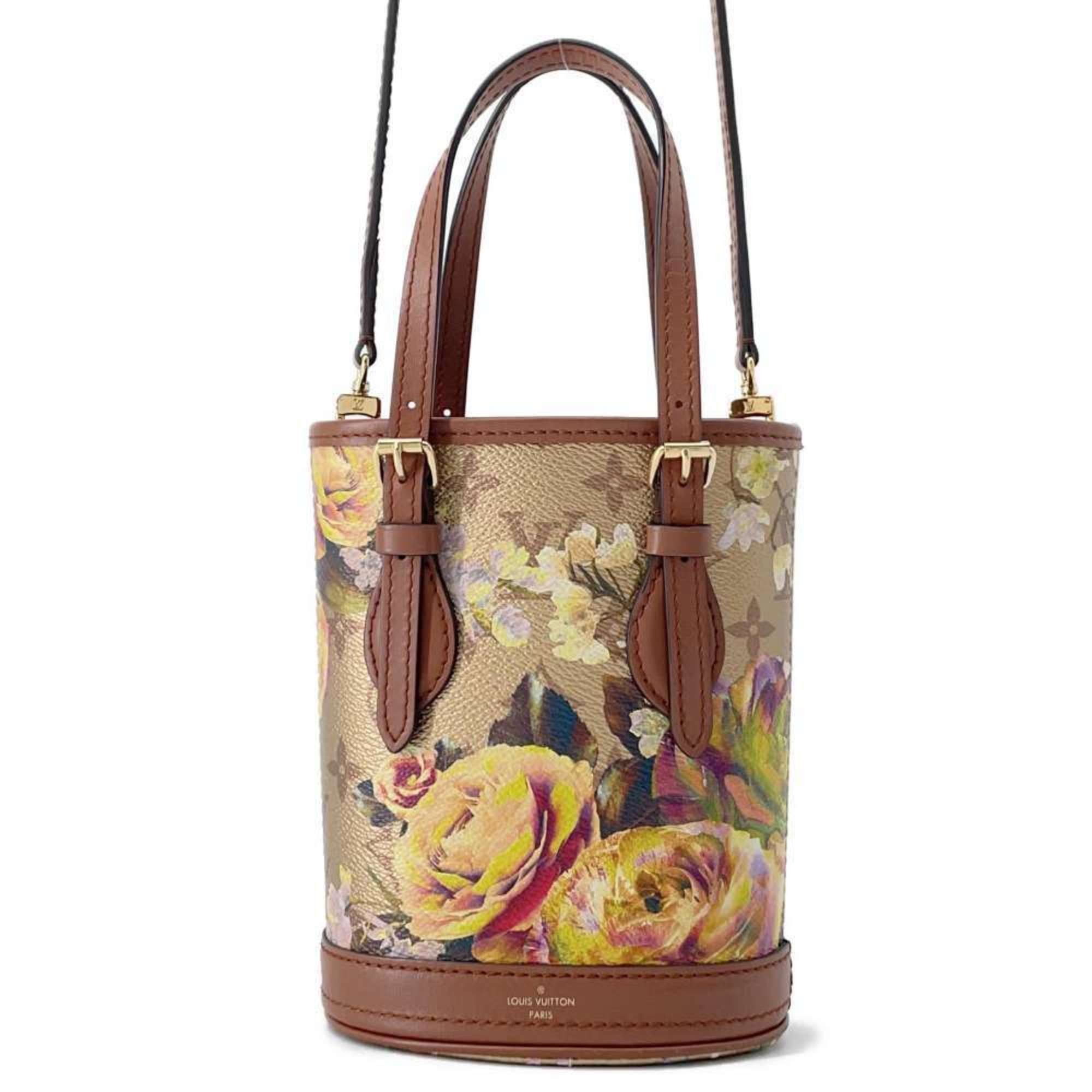 Louis Vuitton Handbag Monogram Floral Nano Bucket M81724 2Way Shoulder Bag Lv Garden in Gold, Women's