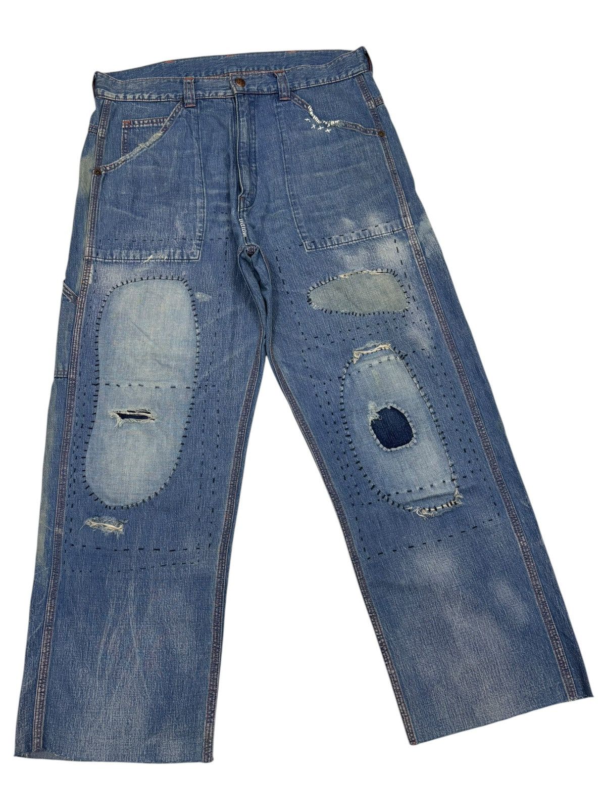 Kapital RARE‼️ BORO SASHIKO PATCHWORK BAGGY JEANS BLUE BLUE JAPAN Size US 34 / EU 50 - 3 Thumbnail