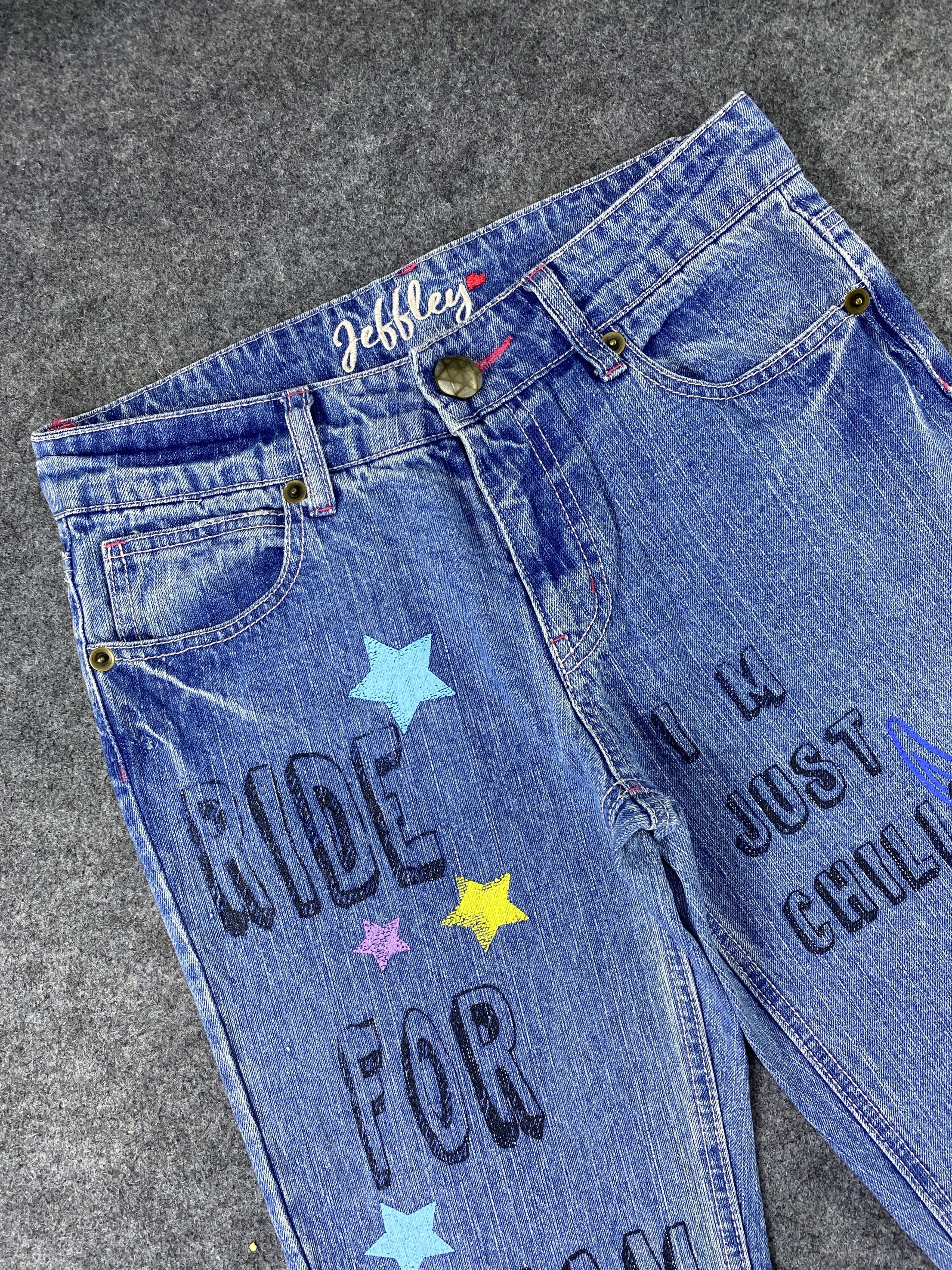 Japanese Brand Jeffley Distress Blue Jeans- J1108 Size 29" - 5 Thumbnail