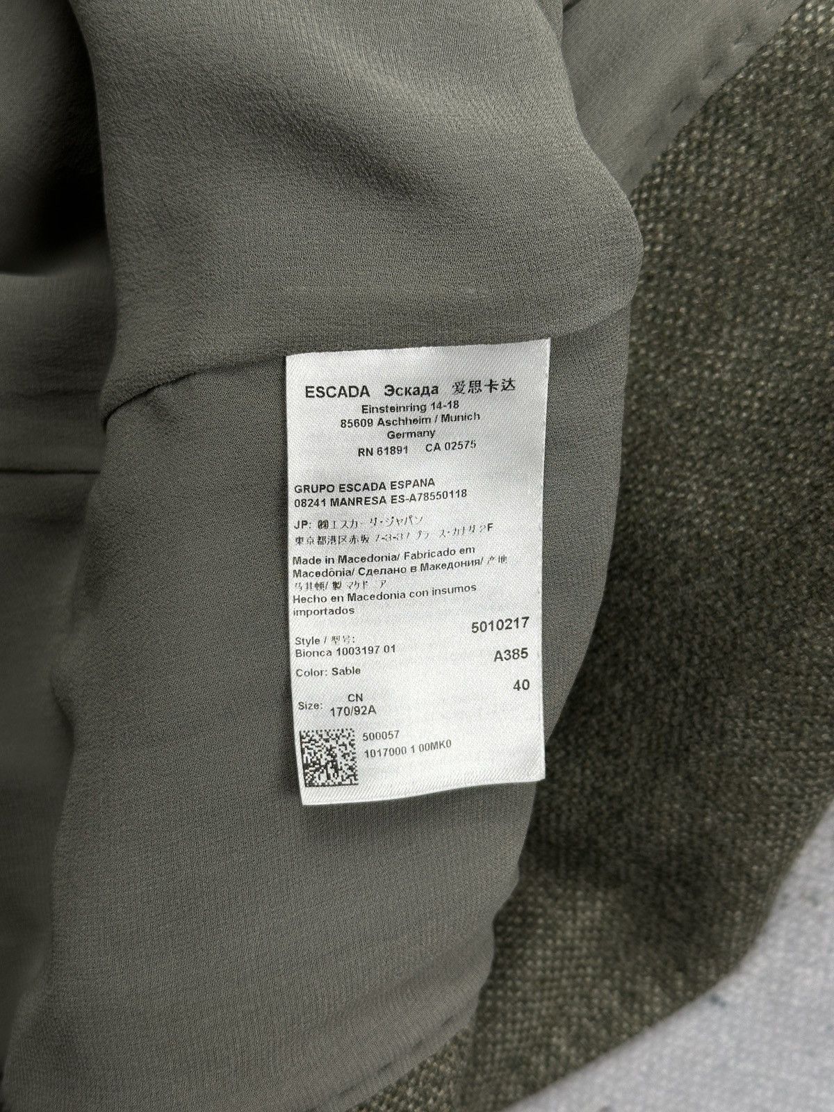 Escada Vintage Escada Virgin Wool Cashmere Silk Blazer Sable Gray Size M / US 6-8 / IT 42-44 - 14 Thumbnail
