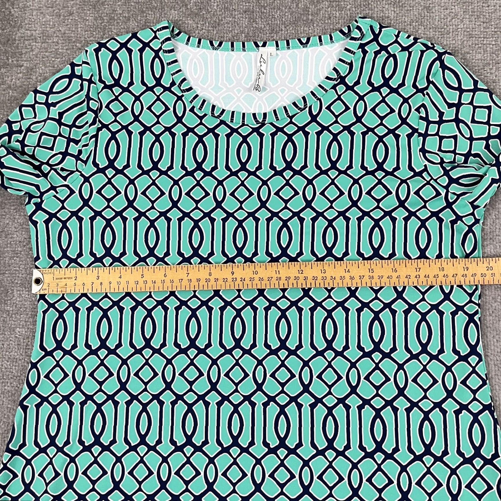 Vintage VINTAGE Lulu B Women's Tunic Dress Mini Dress Casual Party Summer Spring Fall Women Large Green Blue Geometric 3/4 Sleeve Size L / US 10 / IT 46 - 5 Thumbnail