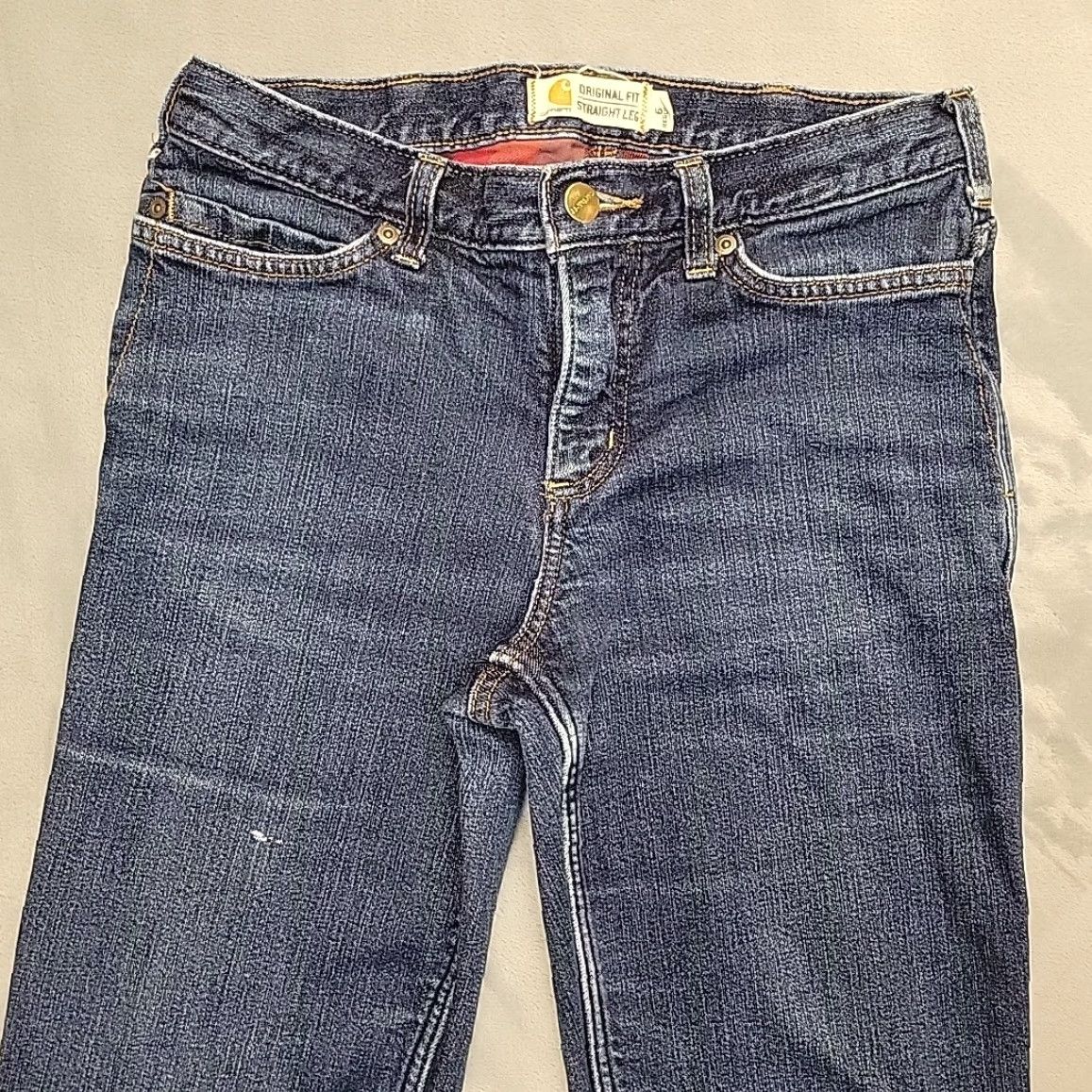 Carhartt VINTAGE Carhartt Jeans Womens 6x32 Blue Faded Denim Red Plaid Flannel Lined Work 102729 Size 28" / US 6 / IT 42 - 3 Thumbnail
