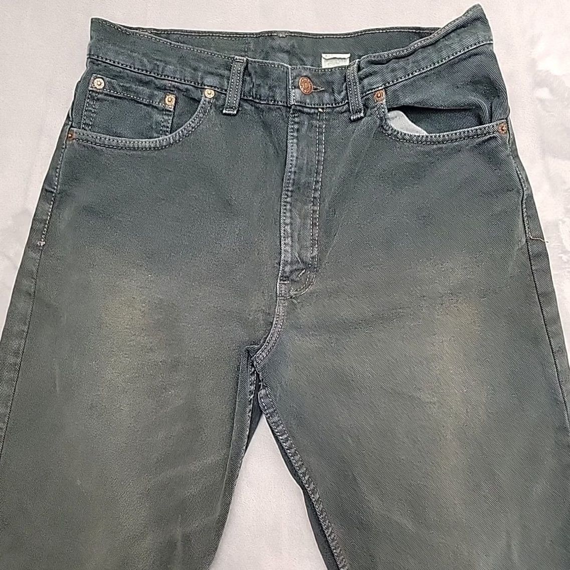 Vintage VTG Levis Jeans 550 Green Denim Relaxed Tapered Leg Made in USA 90s Men 34x34 Size US 34 / EU 50 - 3 Thumbnail