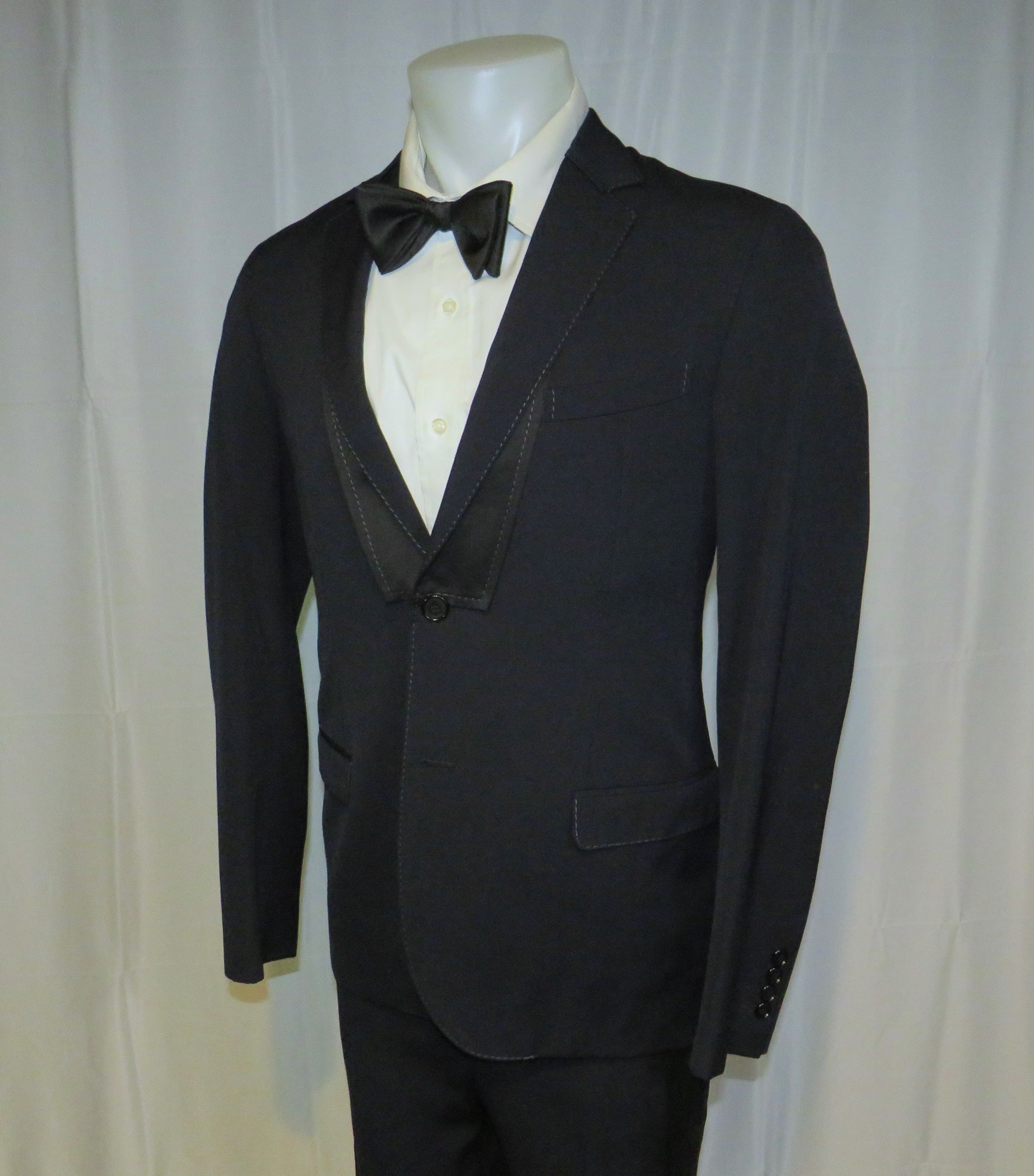 Lanvin Current Navy Blue Barathea Two Button Formal Suit 40R Size 40R - 9 Thumbnail