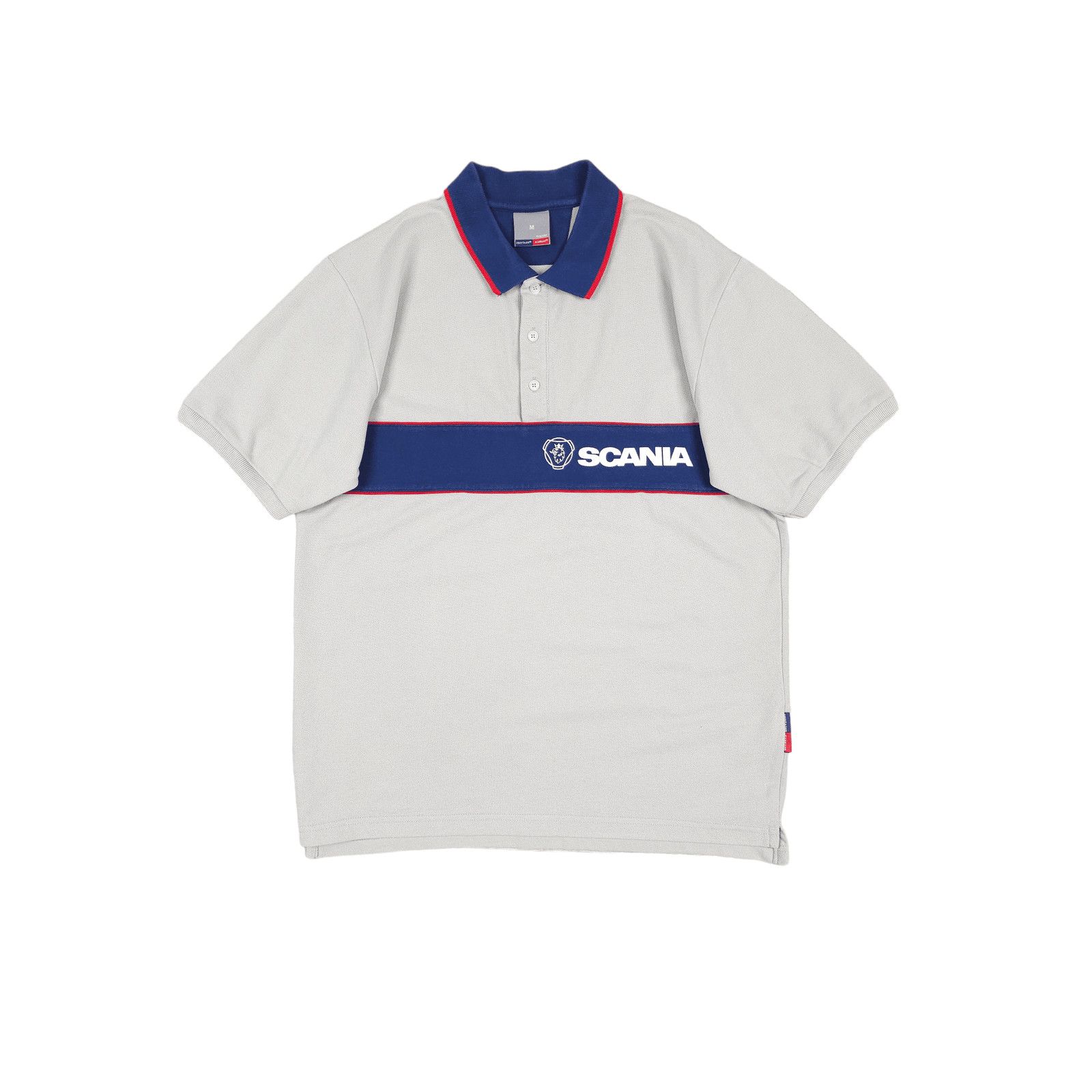 Vintage 💎90s Scania Spell Out Logo Gray Blue Polo Shirt T-shirt Tee Size US M / EU 48-50 / 2 - 1 Thumbnail
