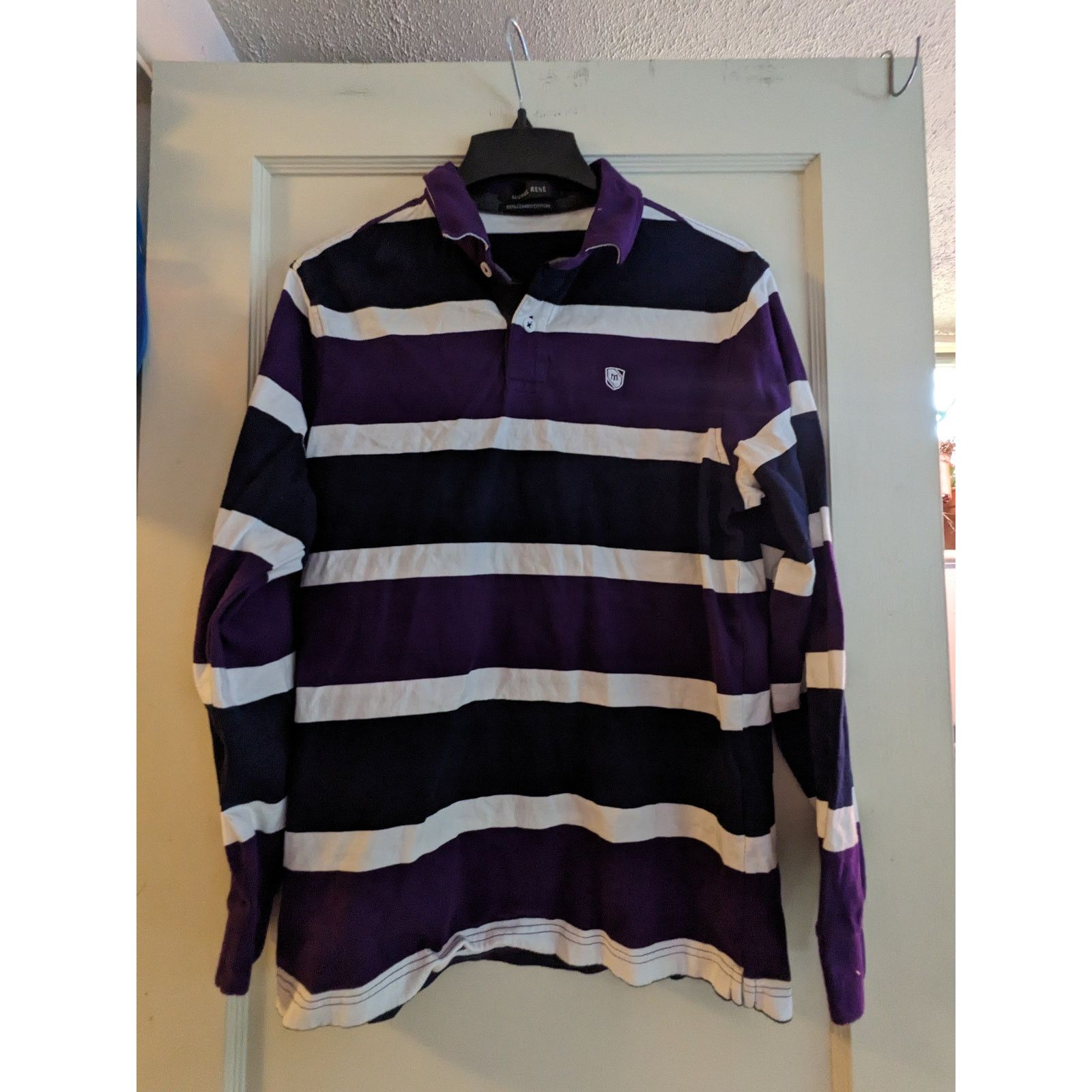 Other Michael Rene Striped Long Sleeve Polo Shirt Size US L / EU 52-54 / 3 - 1 Thumbnail