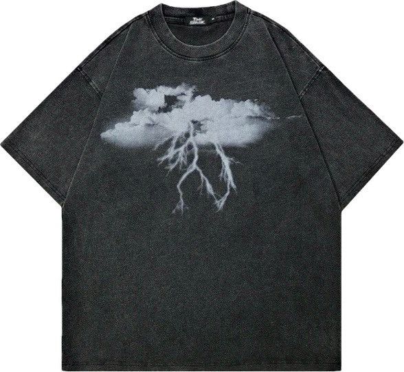 Japanese Brand Oversized Thunder Lightning Graphic T Shirt Size US M / EU 48-50 / 2 - 1 Thumbnail