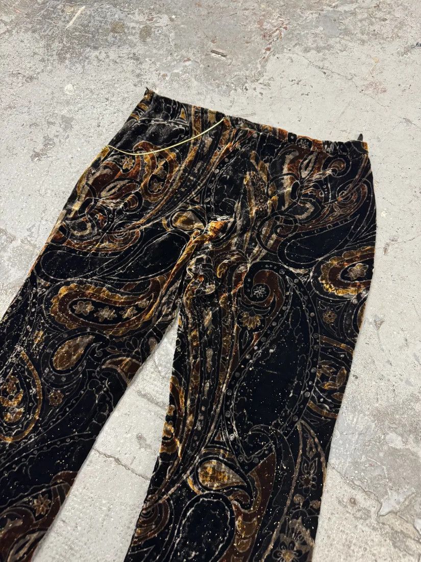 Designer × Roberto Cavalli × Vintage 2000s Roberto Cavalli Dark Orange Velvet Trousers Pants Size 26" / US 2 / IT 38 - 6 Thumbnail