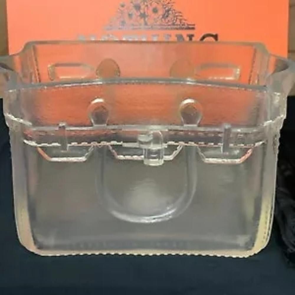 Designer Translucent Handbag with Scalloped Edge and Textured Border Size ONE SIZE - 1 Thumbnail