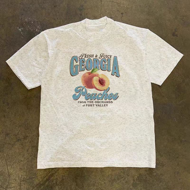 Vintage Gray washed retro peach print t-shirt Size US M / EU 48-50 / 2 - 1 Thumbnail