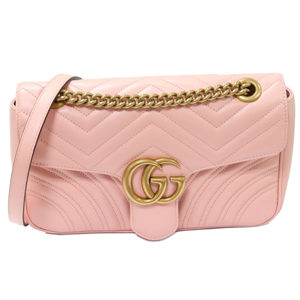 Gucci Gucci Gucci GG Marmont Quilted Shoulder Bag Pink Leather Shoulder Bag 443497 in Pristine Condition Size ONE SIZE - 1 Thumbnail