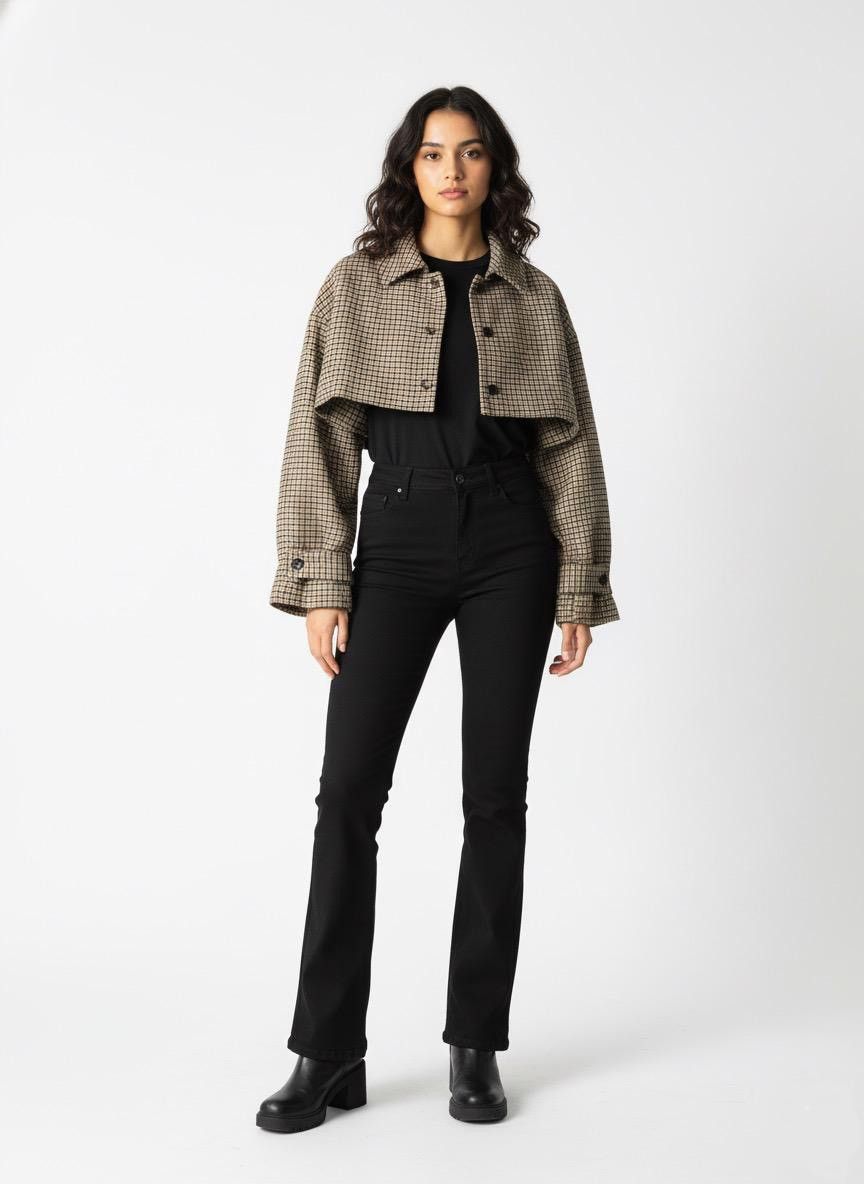 GU GU by Rokh Crop Checkered Jacket (150) Size M / US 6-8 / IT 42-44 - 1 Thumbnail