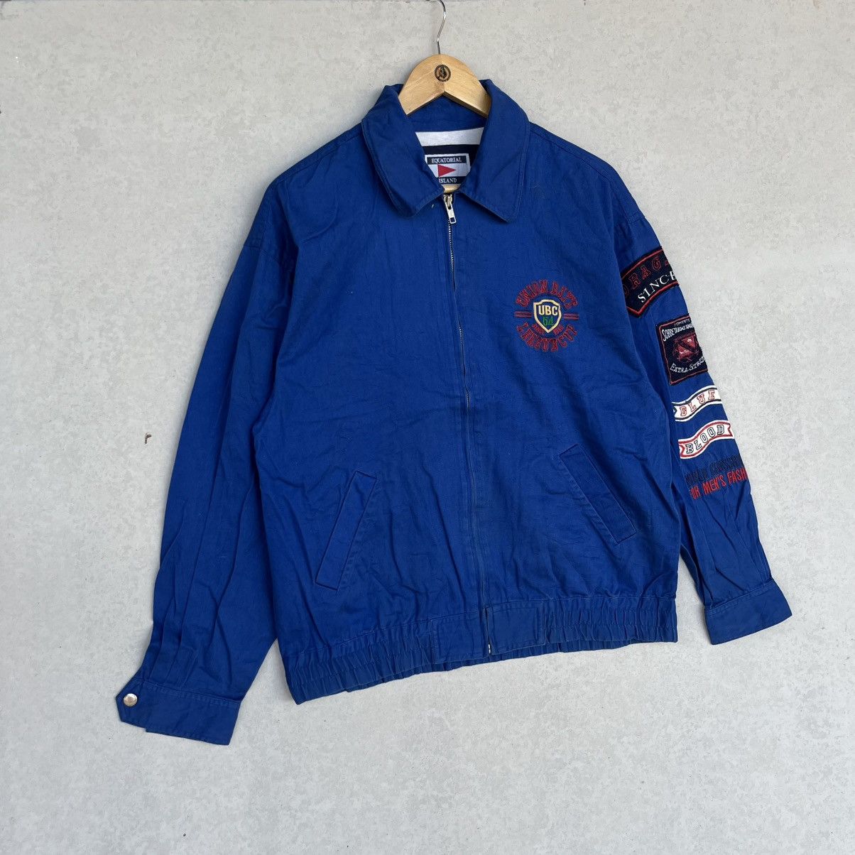 Other Vintage 90s Equatorial Island Zip Up Jacket Blue Colour Size US L / EU 52-54 / 3 - 3 Thumbnail