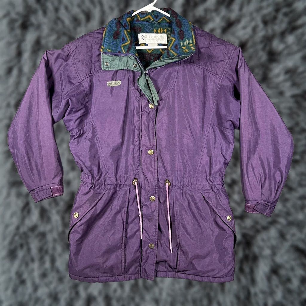 Vintage VINTAGE Columbia Jacket Womens XL Purple Fleece Lined Hooded Nylon Parka 90s Size XL / US 12-14 / IT 48-50 - 1 Thumbnail