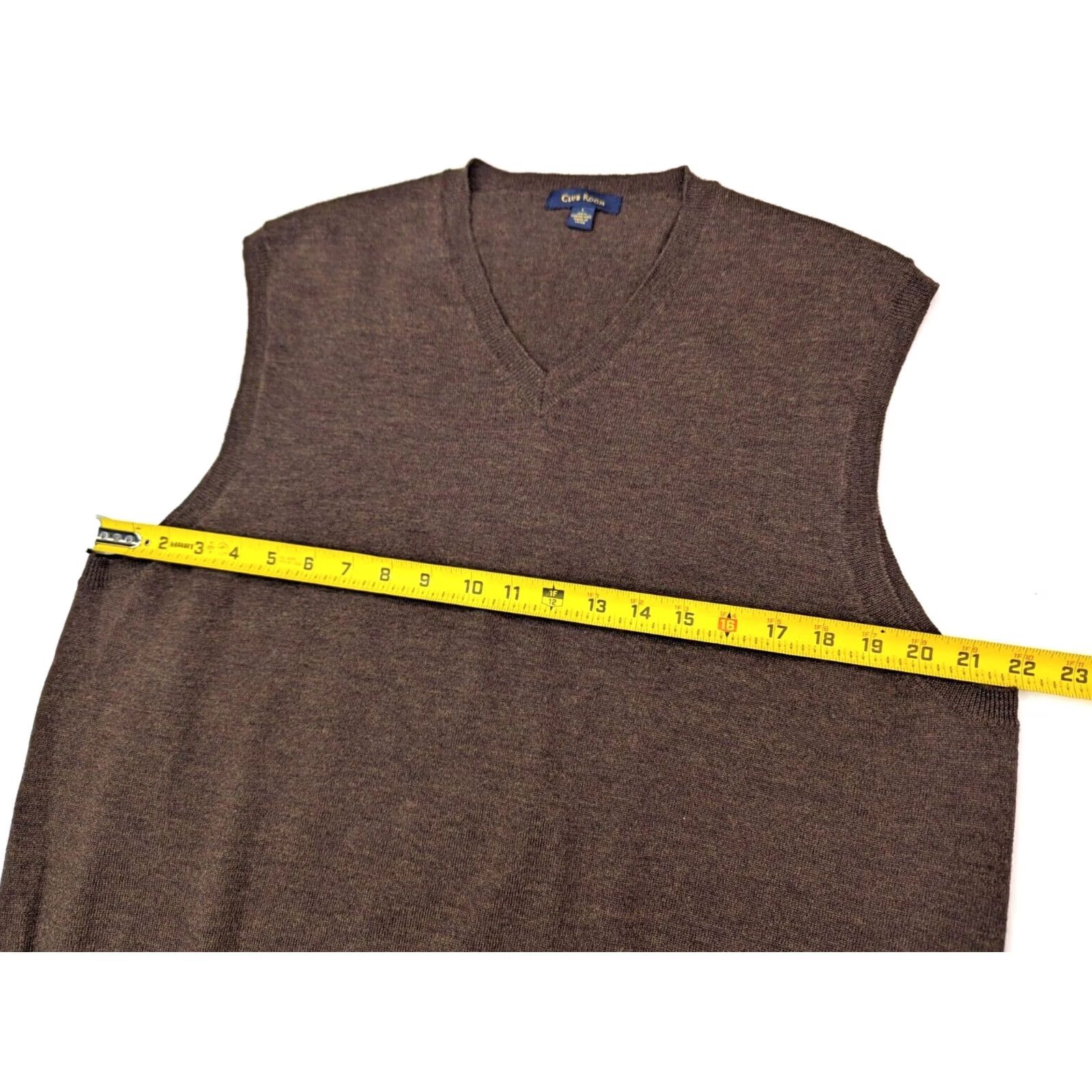 Club Room Club Room Merino Wool Knit Vest Men L Brown Lightweight V-Neck Sweater Size US L / EU 52-54 / 3 - 5 Thumbnail