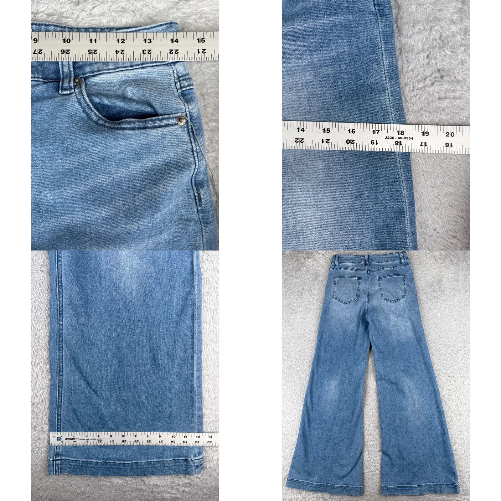 Vintage By Together Jeans Adult Medium Blue Wide Flared High Rise Cotton Blend 28x31 90s Womens Size 32" / US 10 / IT 46 - 9 Thumbnail