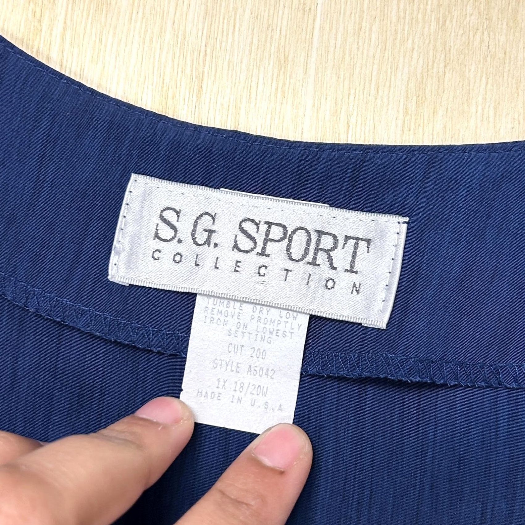 Vintage VINTAGE S.G. Sport Jacket Womens 1X Blue Crepe Button Front Unlined USA Size XL / US 12-14 / IT 48-50 - 3 Thumbnail