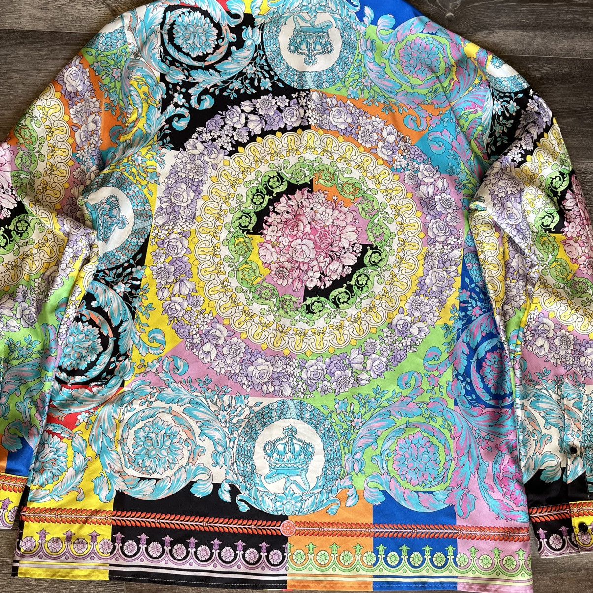 Versace Versace SS19 Techni Baroque Floral Print Silk Buttoned Shirt Size US XL / EU 56 / 4 - 10 Thumbnail