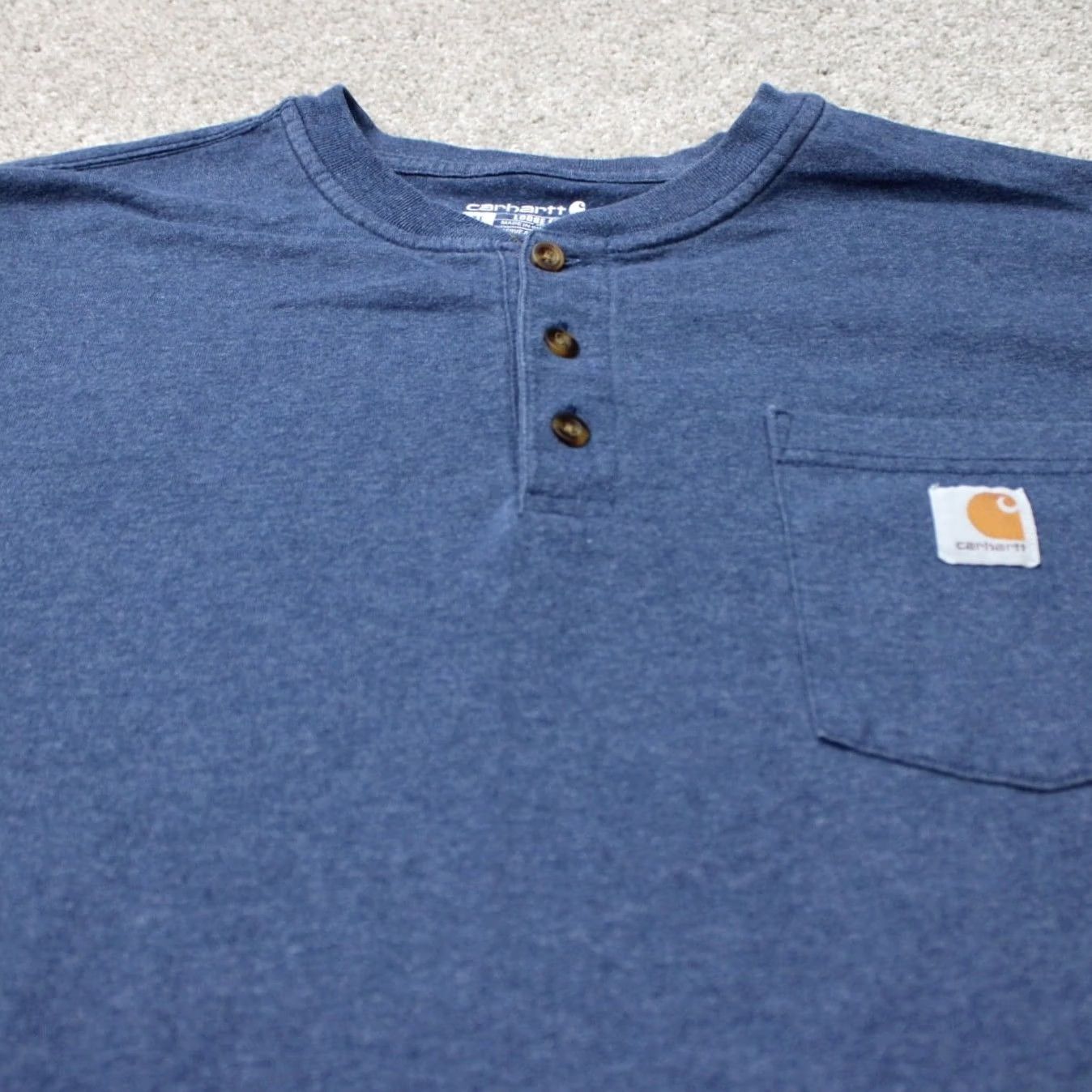 Carhartt Carhartt Henley Shirt Mens XL Blue Short Sleeve Cotton/Polyester Crew Neck T-Shirt Size US XL / EU 56 / 4 - 4 Thumbnail