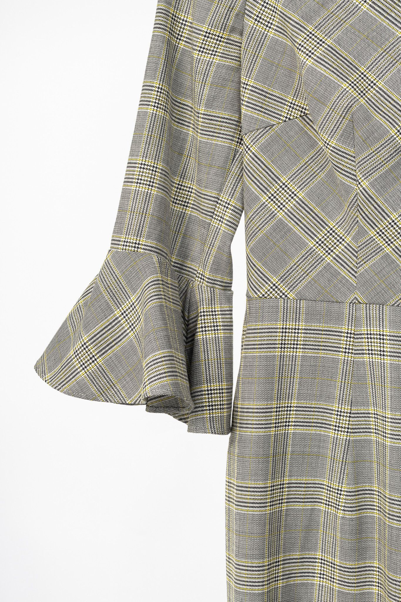 Escada Escada Dinfo Limonade Glen-Plaid Wool Flounce-Sleeve Dress Size S / US 4 / IT 40 - 5 Thumbnail
