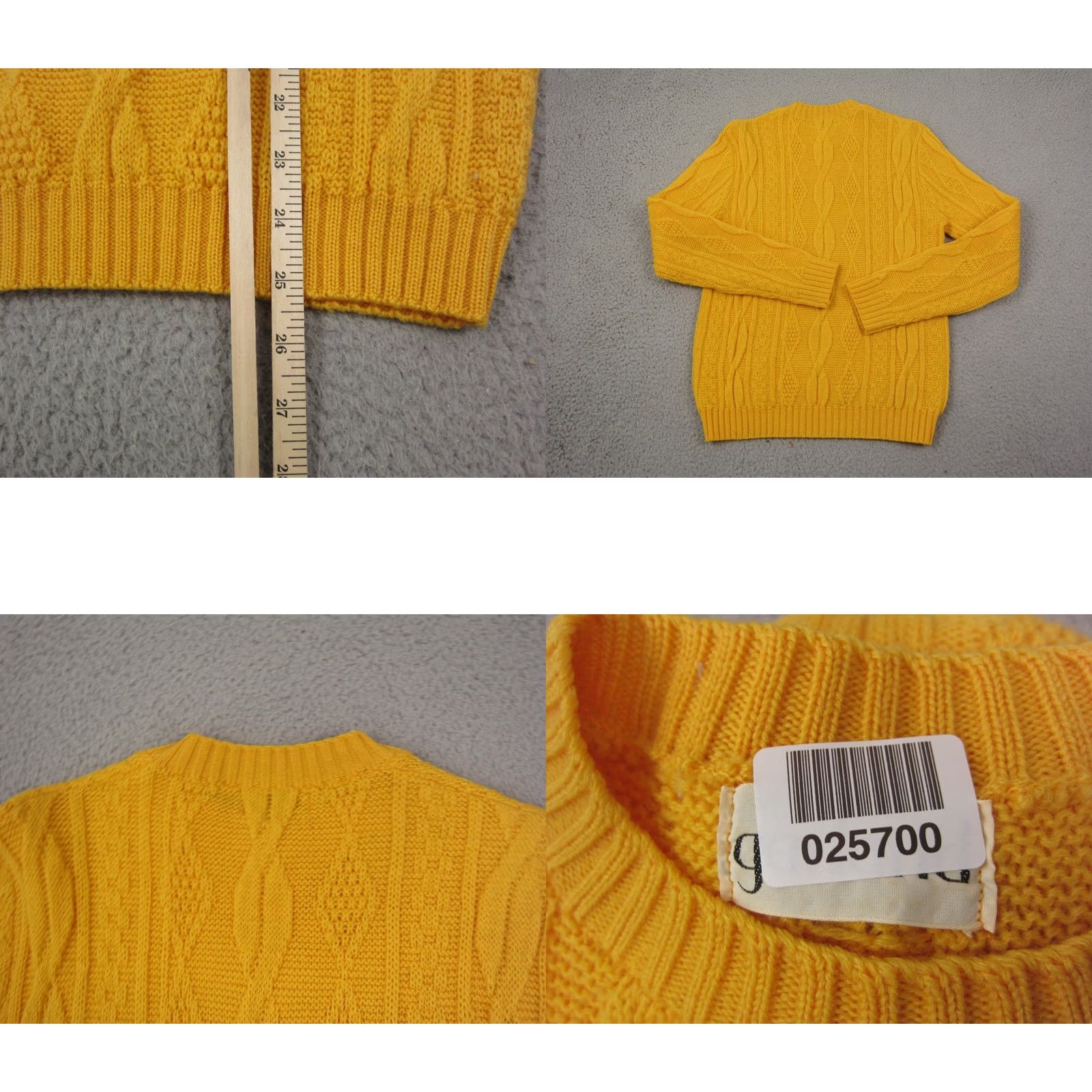 Vintage VINTAGE Garland Sweater Womens Small Gold Yellow Chunky Cable Knit 60s 70s Size S / US 4 / IT 40 - 8 Thumbnail