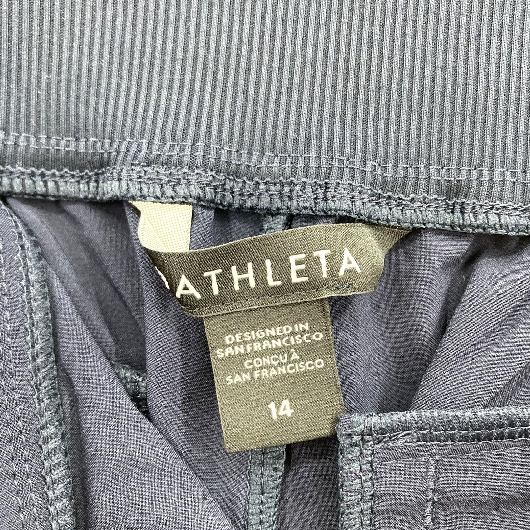 Athleta Athleta Brooklyn Mid Rise Ankle Jogger Pants Womens 14 Navy Blue Gym Training Slant Pockets Tapered Leg Polyester Spandex Elastic Waist Size 36" / US 14 / IT 50 - 4 Thumbnail