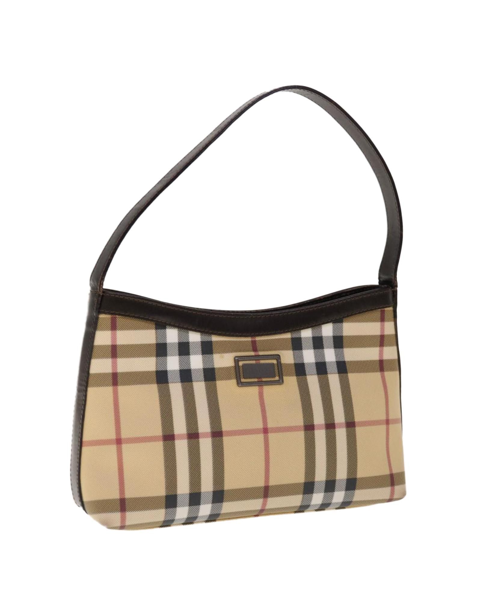 image of Burberry Canvas Shoulder Bag With Dust Bag - Practical And Elegant in Beige, Women's