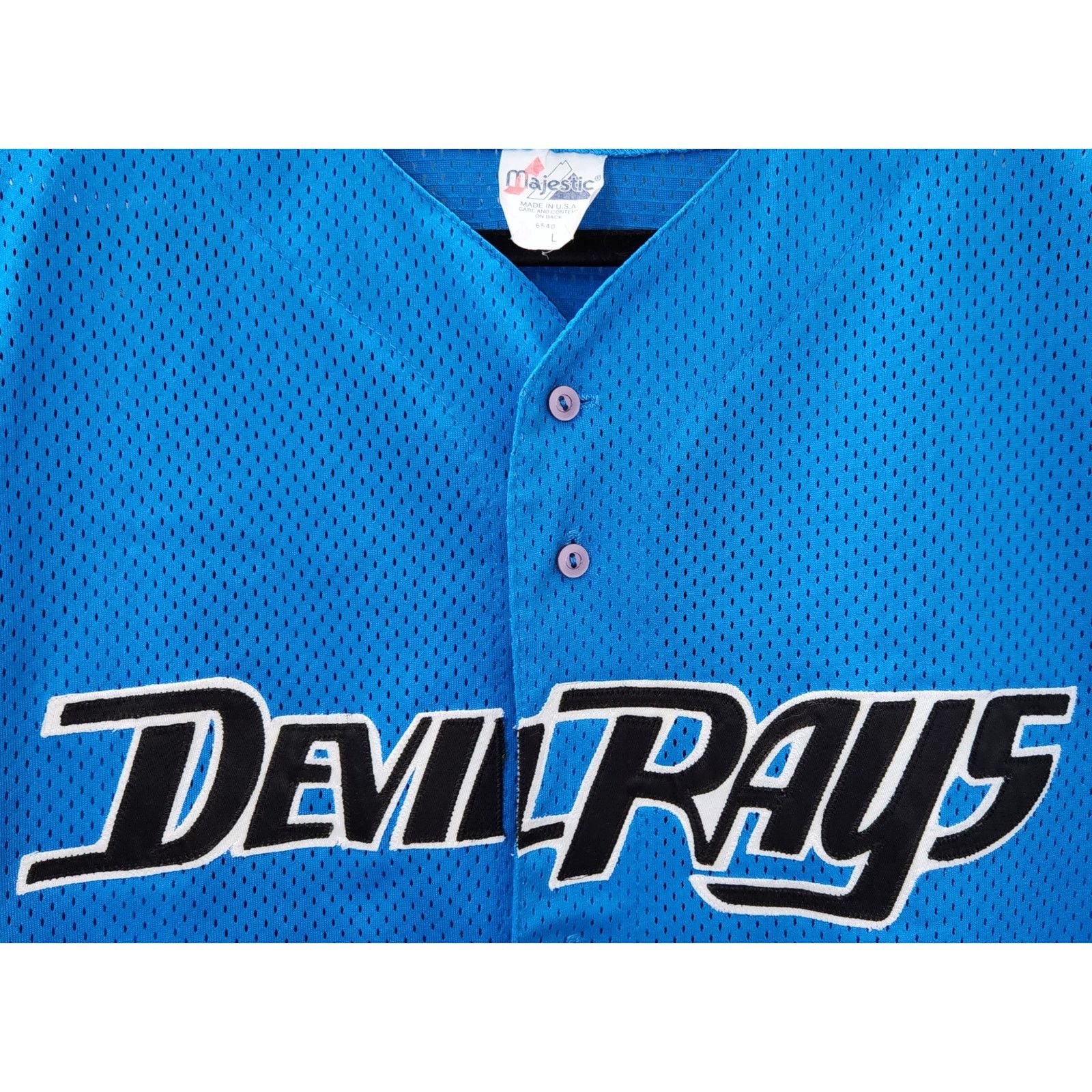 MLB × Majestic Tampa Bay Devil Rays 90s SKY blue BP jersey L mesh MLB vtg Size US L / EU 52-54 / 3 - 3 Thumbnail