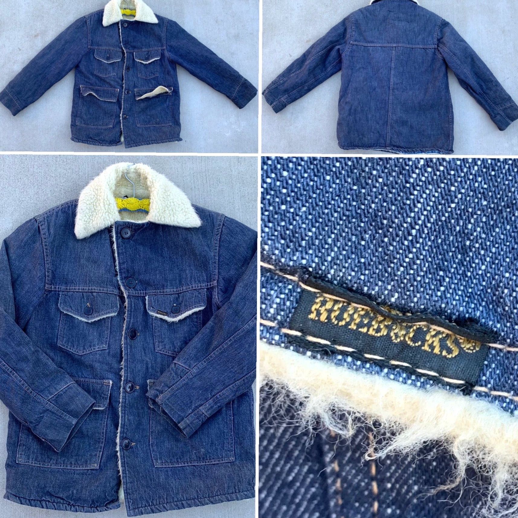 Sears VINTAGE Roebuck’s Denim Sherpa Lined Jacket Chore Trucker Sears 38-R Blue 1970s Size US XXS / EU 40 - 4 Thumbnail