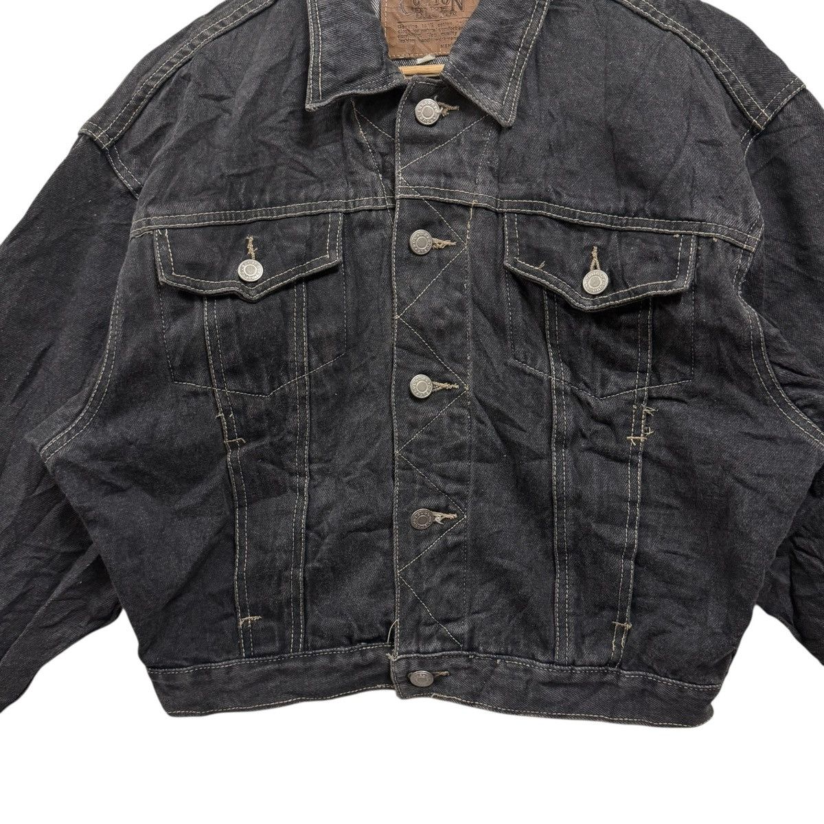 Japanese Brand Cotton Blue Cropped Denim Trucker Jacket Size US M / EU 48-50 / 2 - 4 Thumbnail
