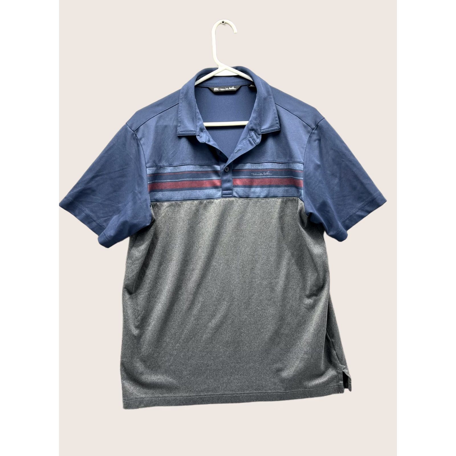 TravisMathew Travis Mathew Polo Shirt Mens Medium Blue Gray Stripe Golf Casual Short Sleeve Shirt Mens Size US M / EU 48-50 / 2 - 1 Thumbnail