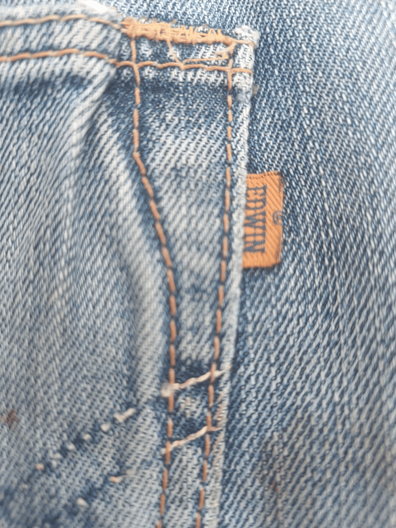 Edwin × Vintage EDWIN VINTAGE ORANGE TAB DISTRESSED SELVEDGE DENIM E197 Size US 32 / EU 48 - 21 Thumbnail