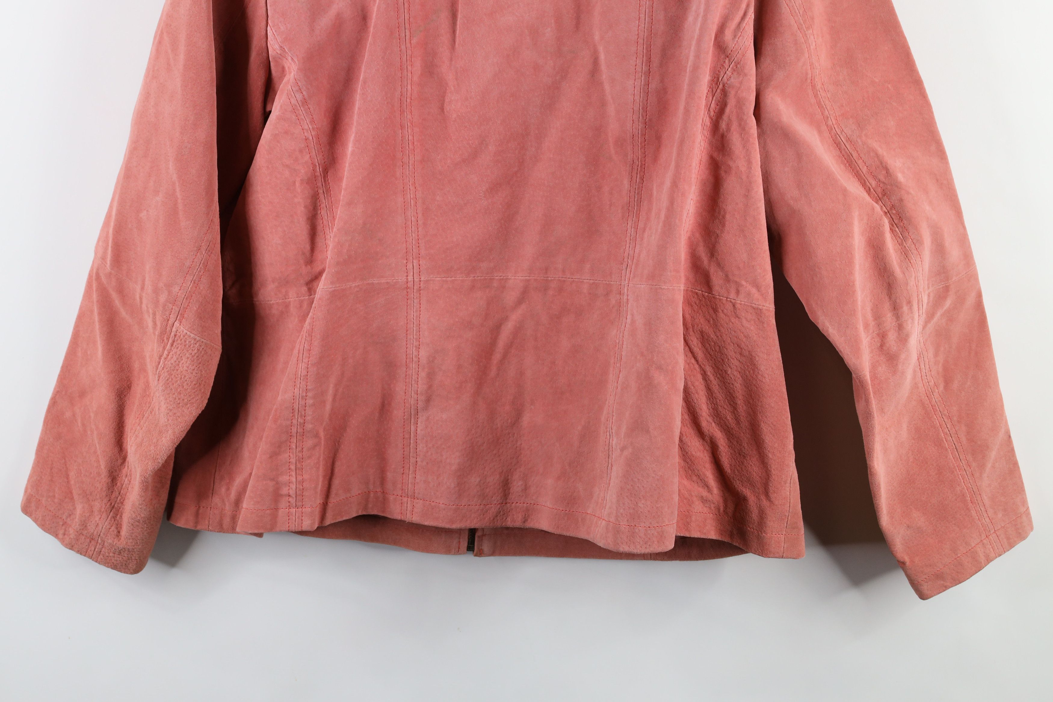 Vintage Vintage 90s Streetwear Leather Cafe Racer Bomber Jacket Pink Size XXL / US 16-18 / IT 52-54 - 14 Thumbnail