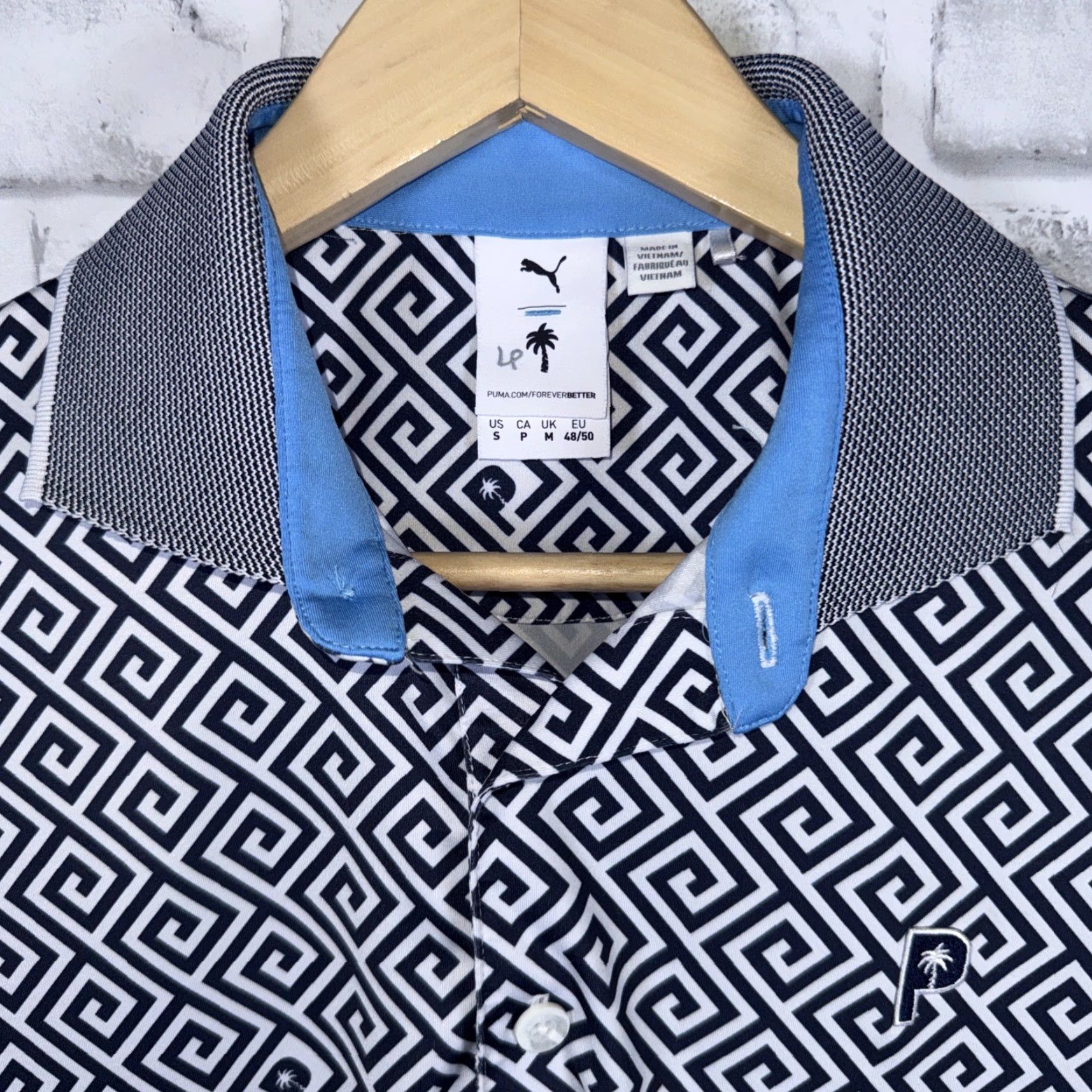 Puma PUMA Geometric Polo Shirt Mens Size S White Geometric Pattern Polo Shirt Mens S White - PUMA Polo Shirt Mens S White Geometric Pattern Size US S / EU 44-46 / 1 - 2 Thumbnail