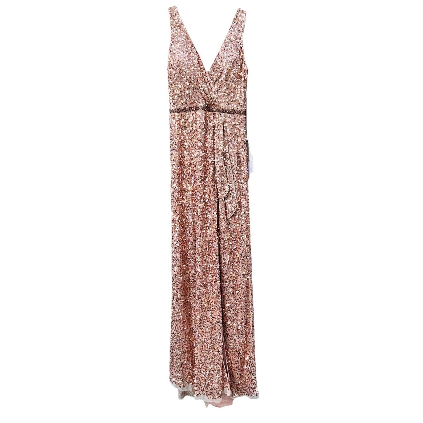 Other Mac Duggal V-Neck Slit Sequined Wrap Gown Size 4 Rose Copper Size S / US 4 / IT 40 - 2 Thumbnail