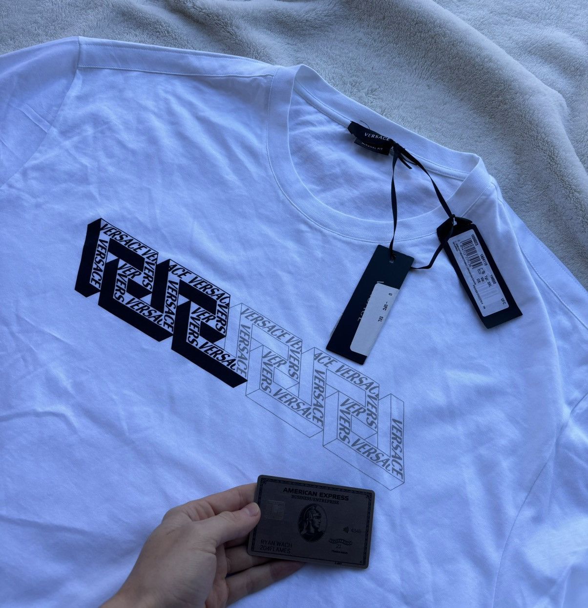 Versace Versace White Greca Signature Tee Size US XXL / EU 58 / 5 - 2 Thumbnail