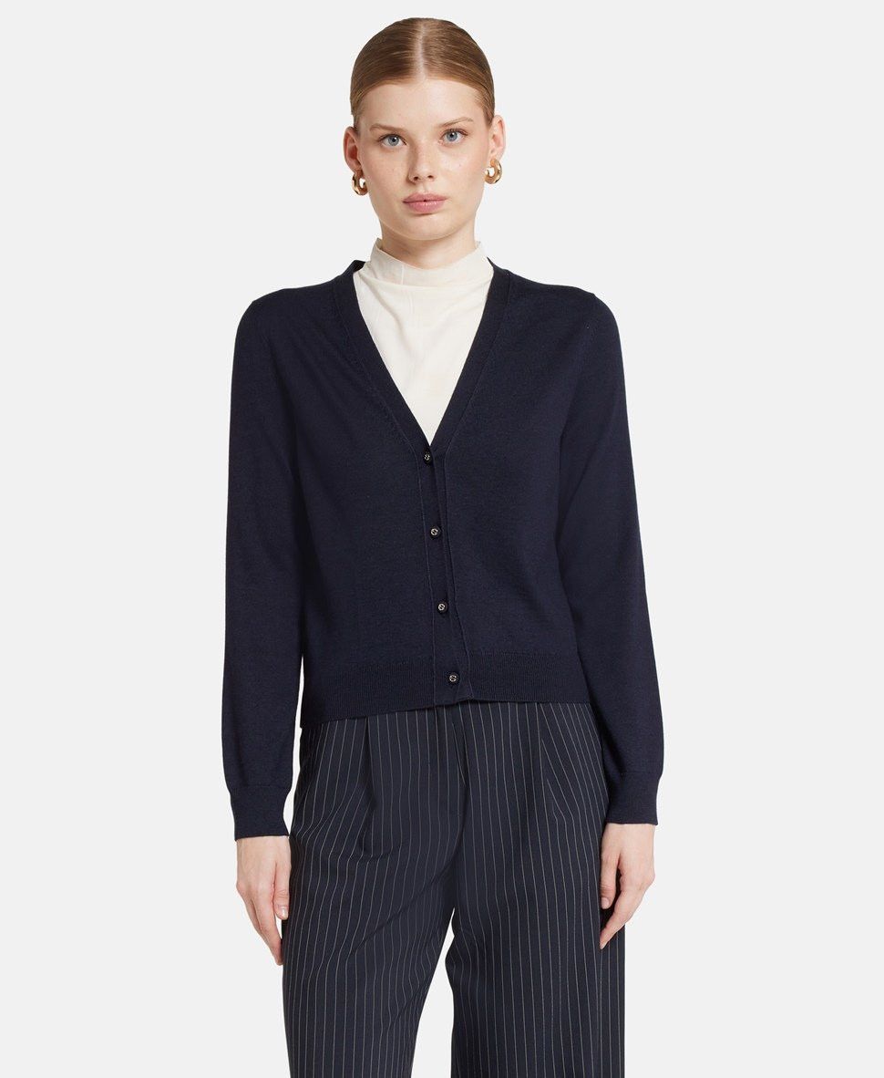 Gucci o1la5ras0526 Wool Silk Cardigan in Blue Size S / US 4 / IT 40 - 2 Thumbnail