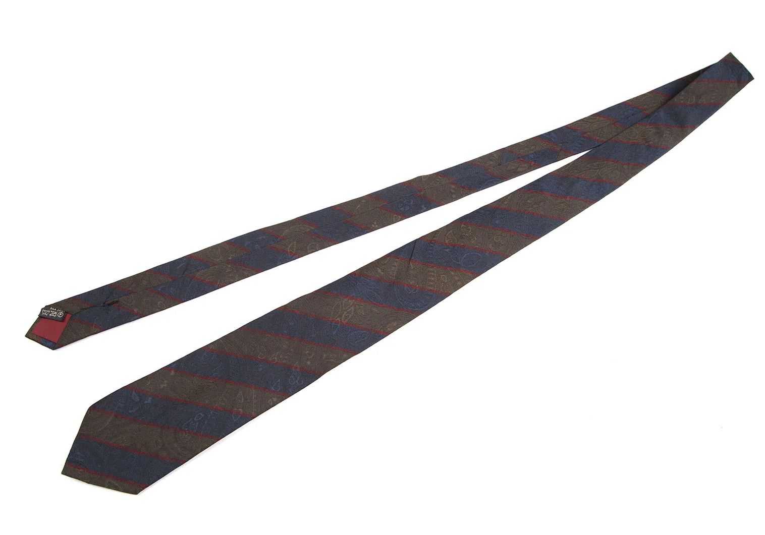 Dries Van Noten Paisley Jacquard Regimental Tie in Khaki and Navy Size ONE SIZE - 2 Thumbnail