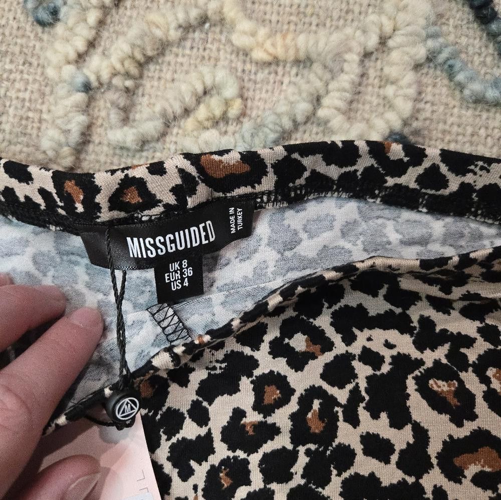 Designer Missguided Leopard Print Flared Pants Size 27" / US 4 / IT 40 - 6 Thumbnail