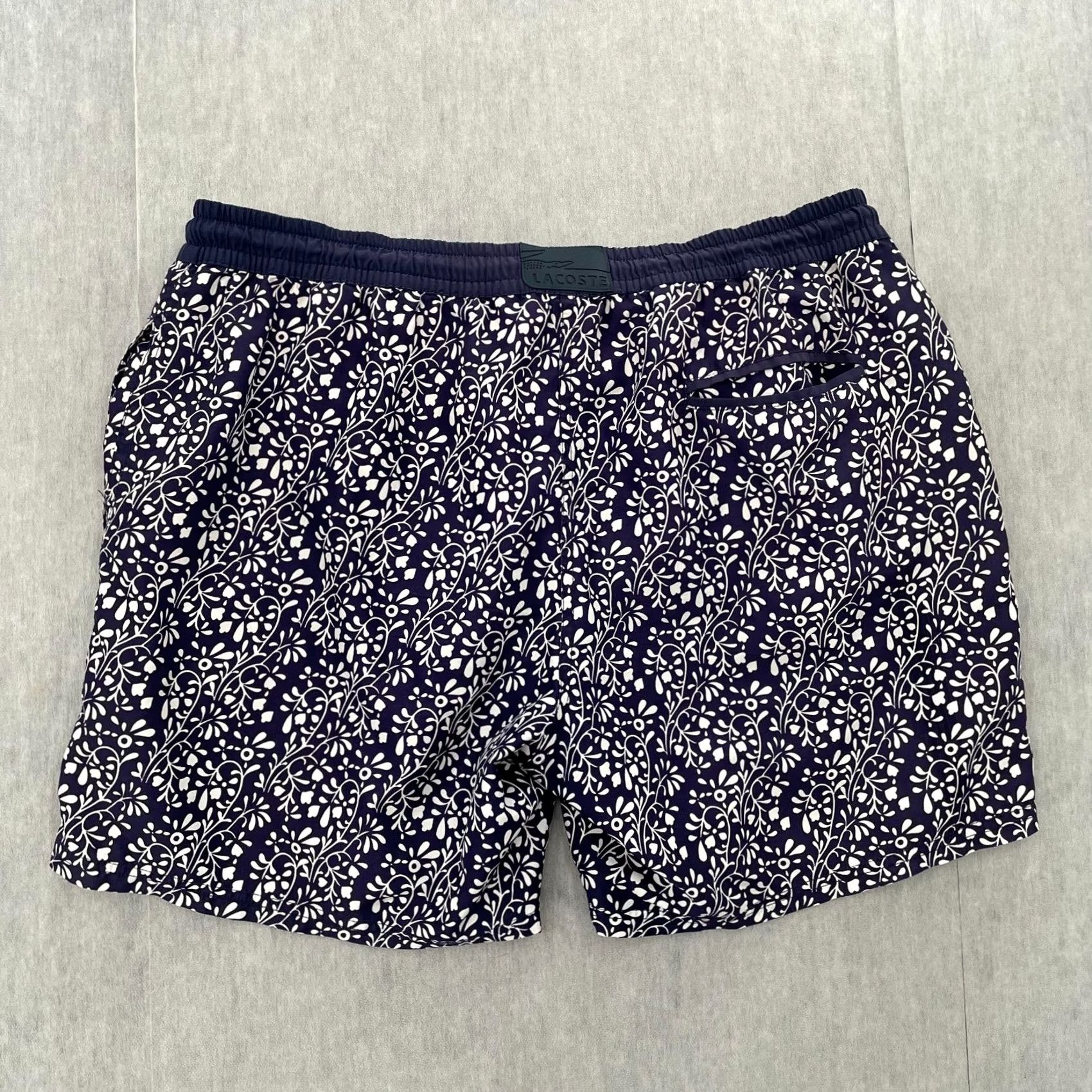 Lacoste Lacoste Shorts Adult 2XL Blue Floral Swim Trunks Board Lined Pockets Logo Mens 7 Size US 39 - 2 Thumbnail