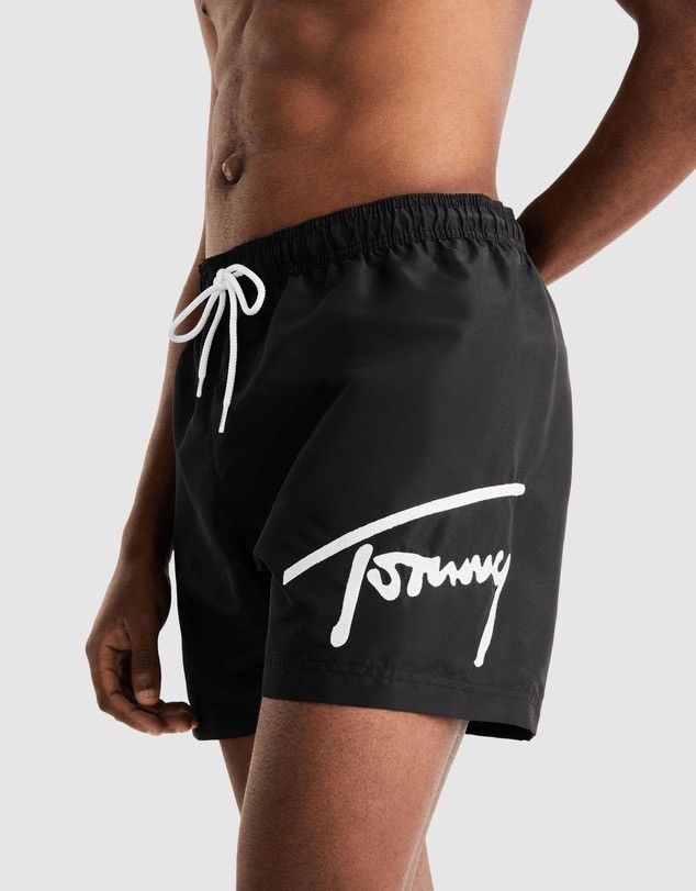 Tommy Hilfiger Signature Logo Drawstring Swim Shorts in Black Size US 32 / EU 48 - 3 Thumbnail