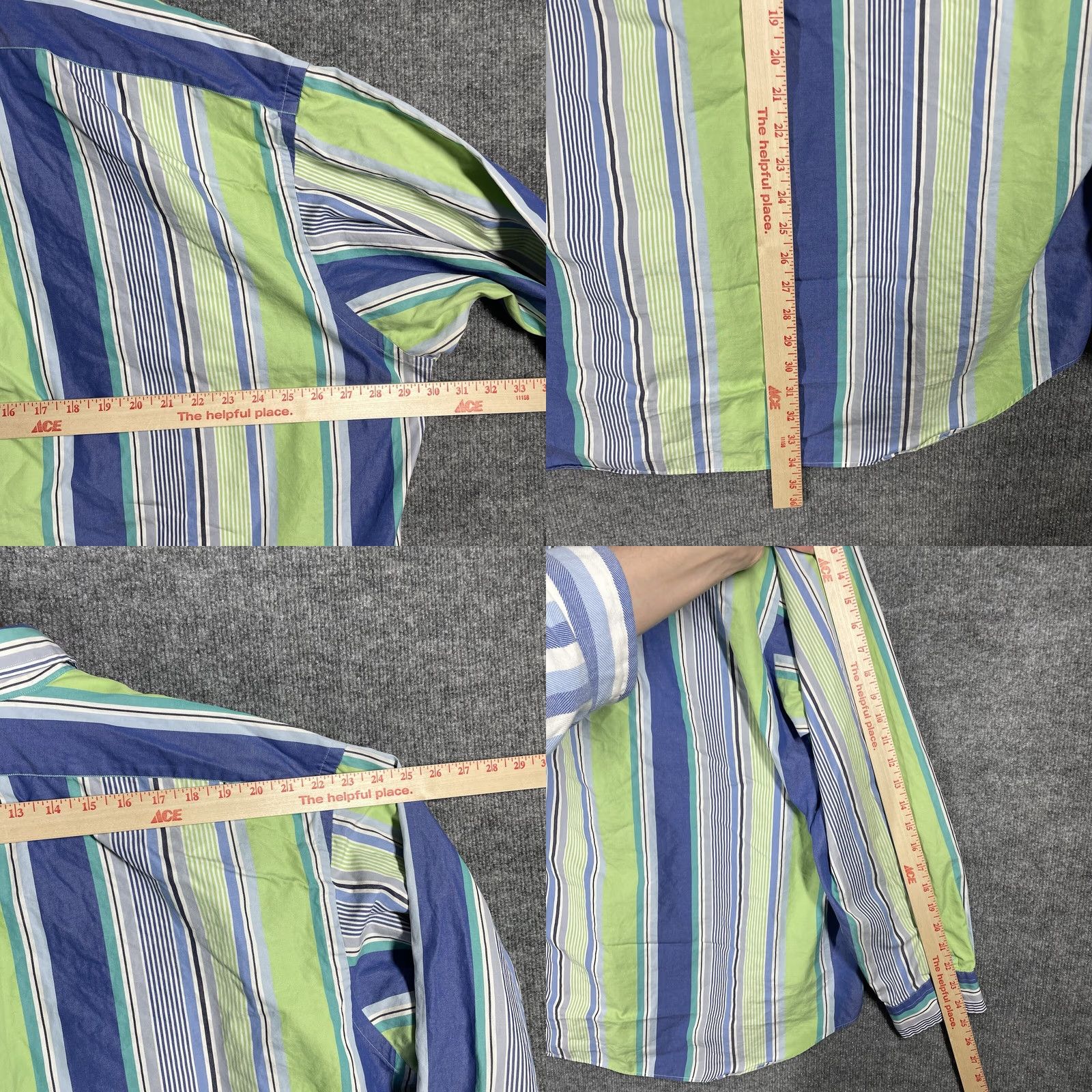 Ralph Lauren Ralph Lauren Shirt 2XL Blake 100% Cotton Green/Blue Striped L/S Button-Down Men's Size US XXL / EU 58 / 5 - 9 Thumbnail