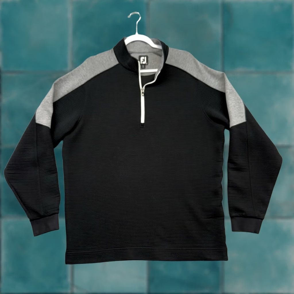 Footjoy Footjoy 1/4 Zip Men XL Black Pullover Sweatshirt Ribbed Quilted Golf Performance FJ Shirt Size US XL / EU 56 / 4 - 1 Thumbnail