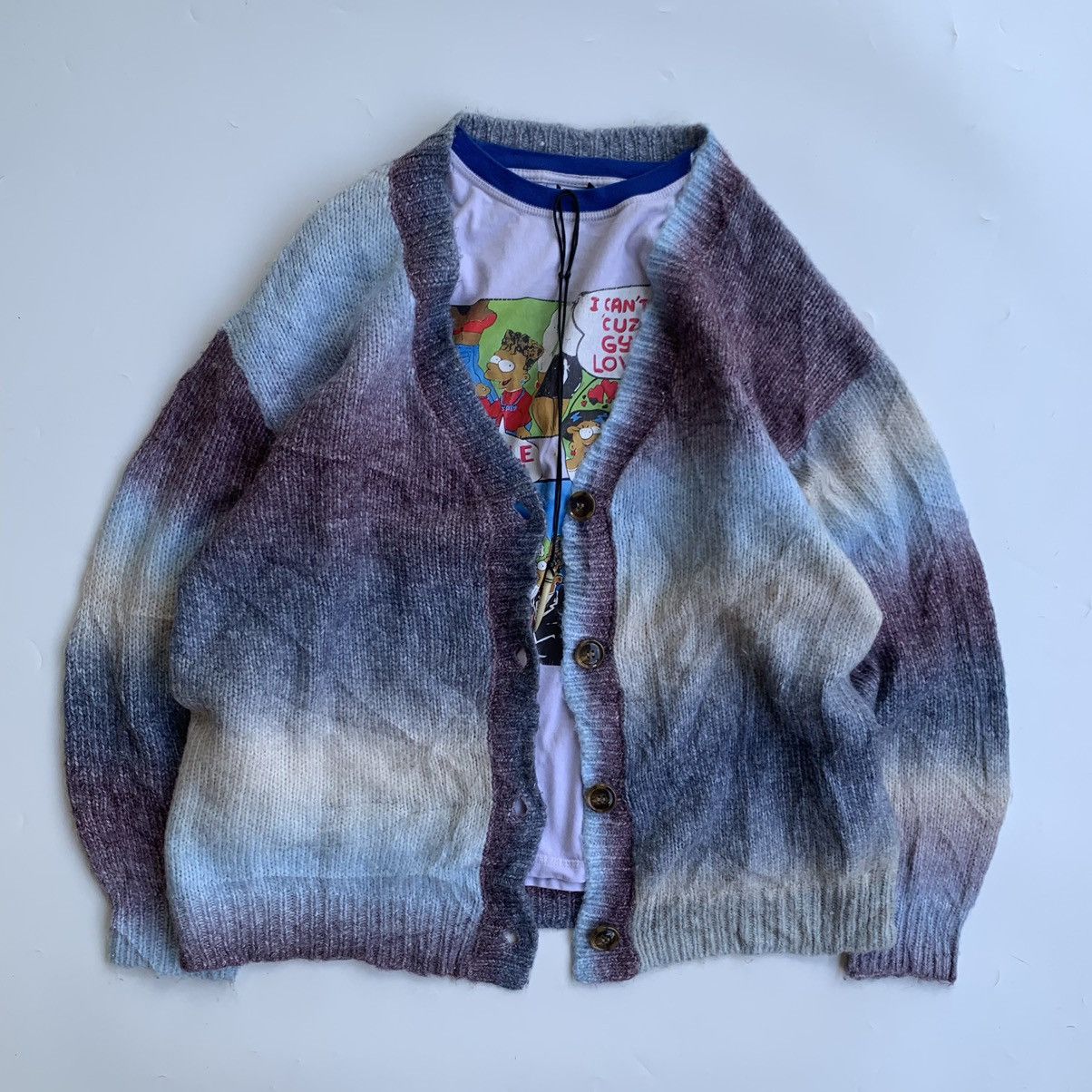 Designer Knitwear cardigan vintage striped mohair wool by Sureve Size US XXL / EU 58 / 5 - 1 Thumbnail
