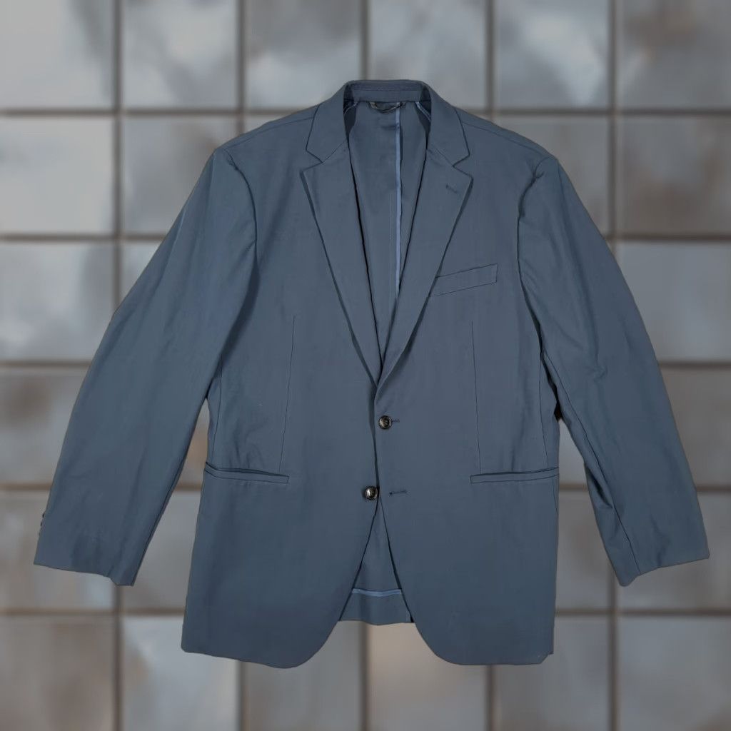 Vintage Sene Mens Large Navy Blue FlexTech Blazer Jacket Single-Breasted 2-Button Notch Lapel Travel Coat Size 40R - 1 Thumbnail