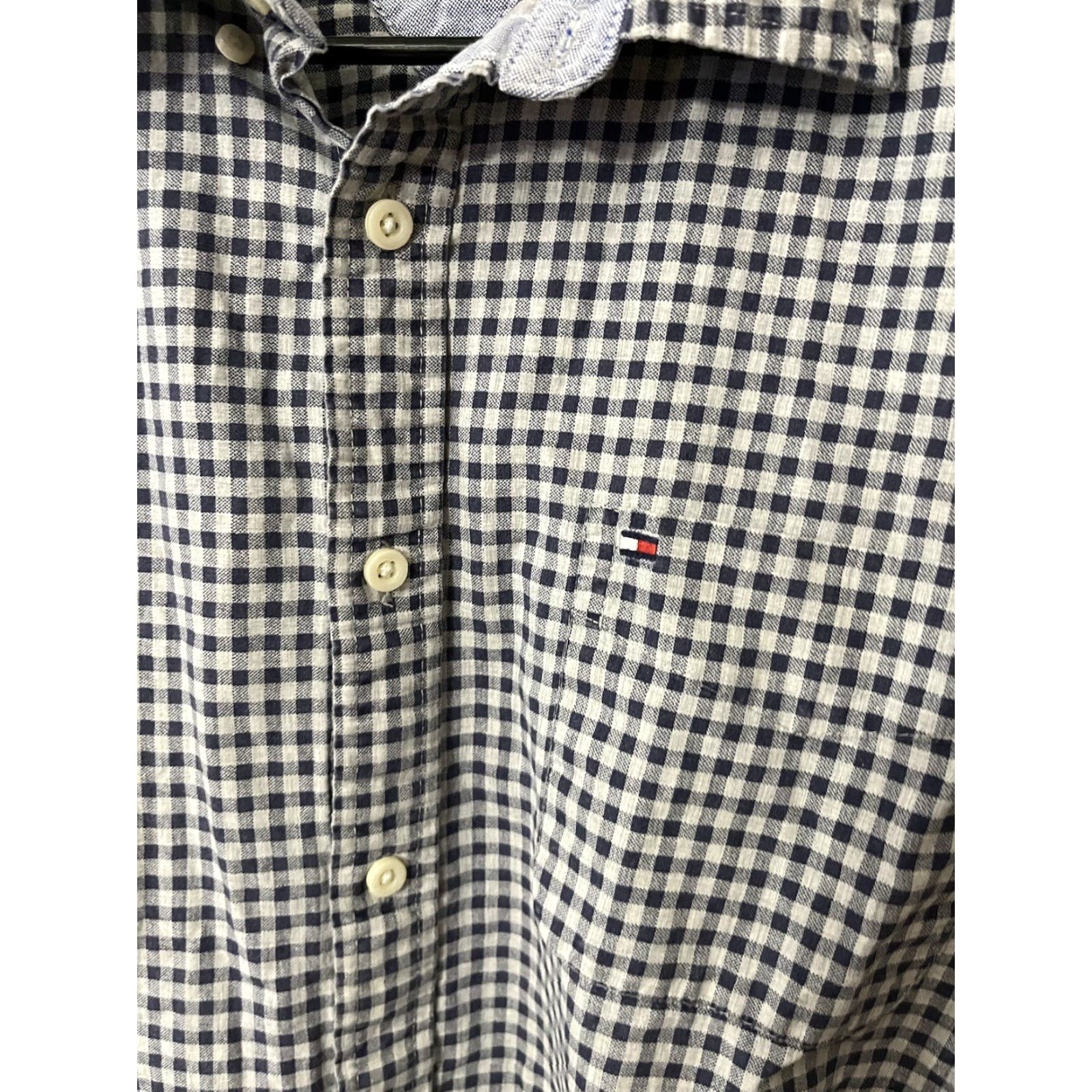 Tommy Hilfiger Tommy Hilfiger Button Down Shirt Mens XL Blue Plaid Custom Fit Casual Work Gingham Size US XL / EU 56 / 4 - 2 Thumbnail