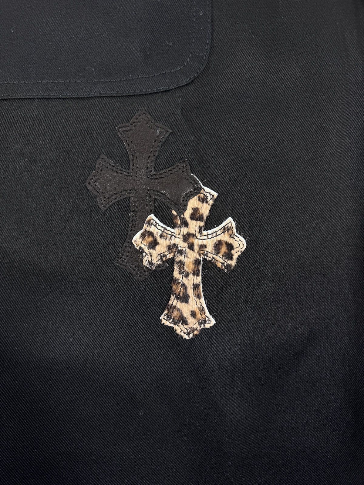 Chrome Hearts LEATHER CHEETAH CROSS PATCH SHIRT Size US M / EU 48-50 / 2 - 3 Thumbnail